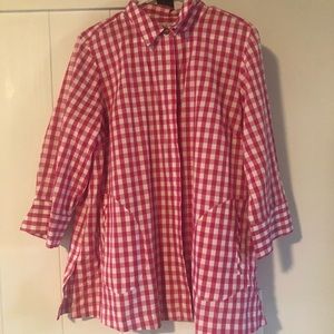 Joan Rivers QVC, Swing Blouse, Pink Checks, size M but wears like a large